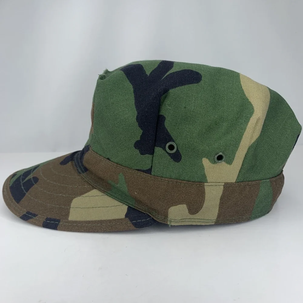 US Marine Corps USMC Small Utility Cap Woodland Camo 8 Point Hat Made In USA